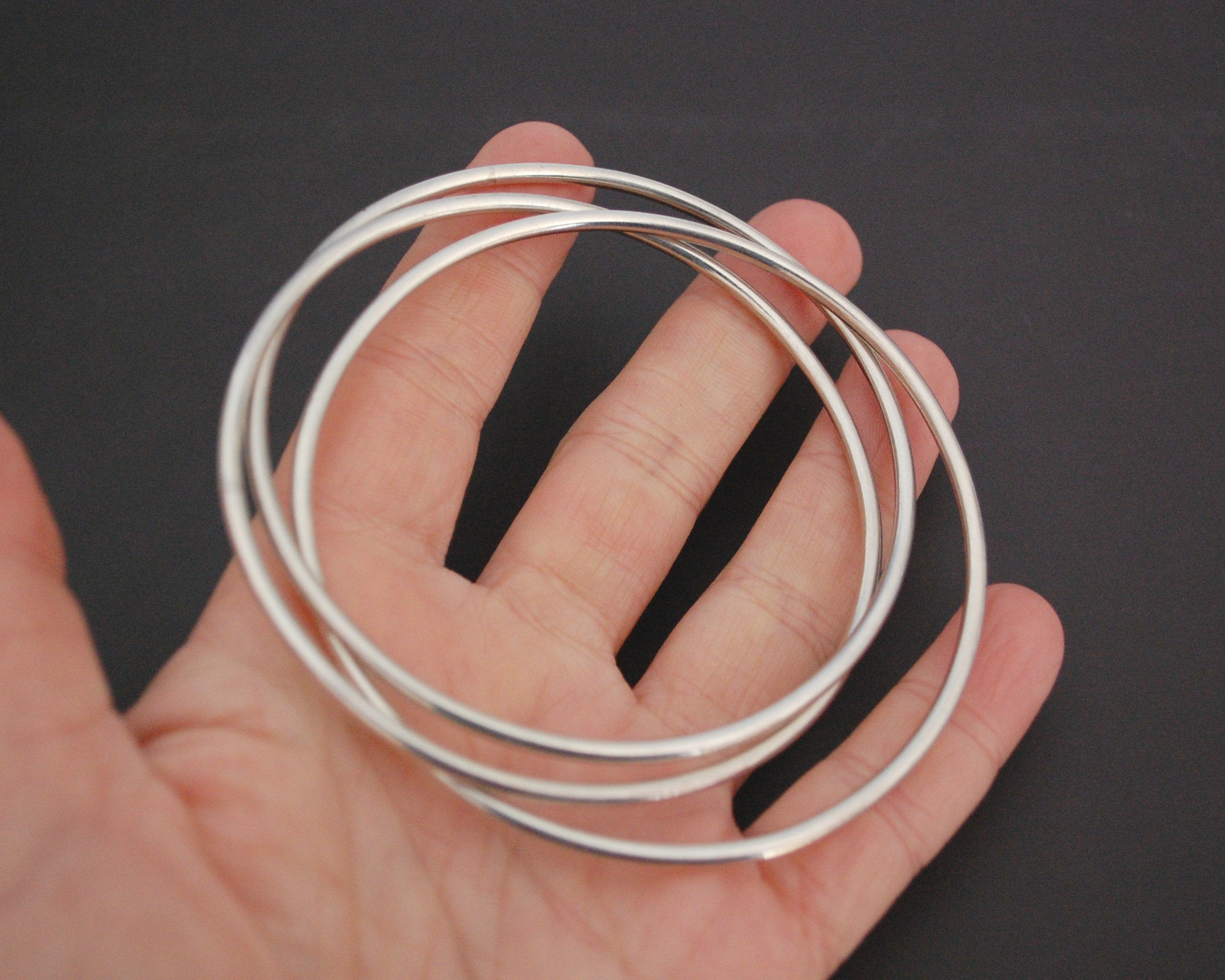 Interlocked Sterling Silver Bangle Bracelet
