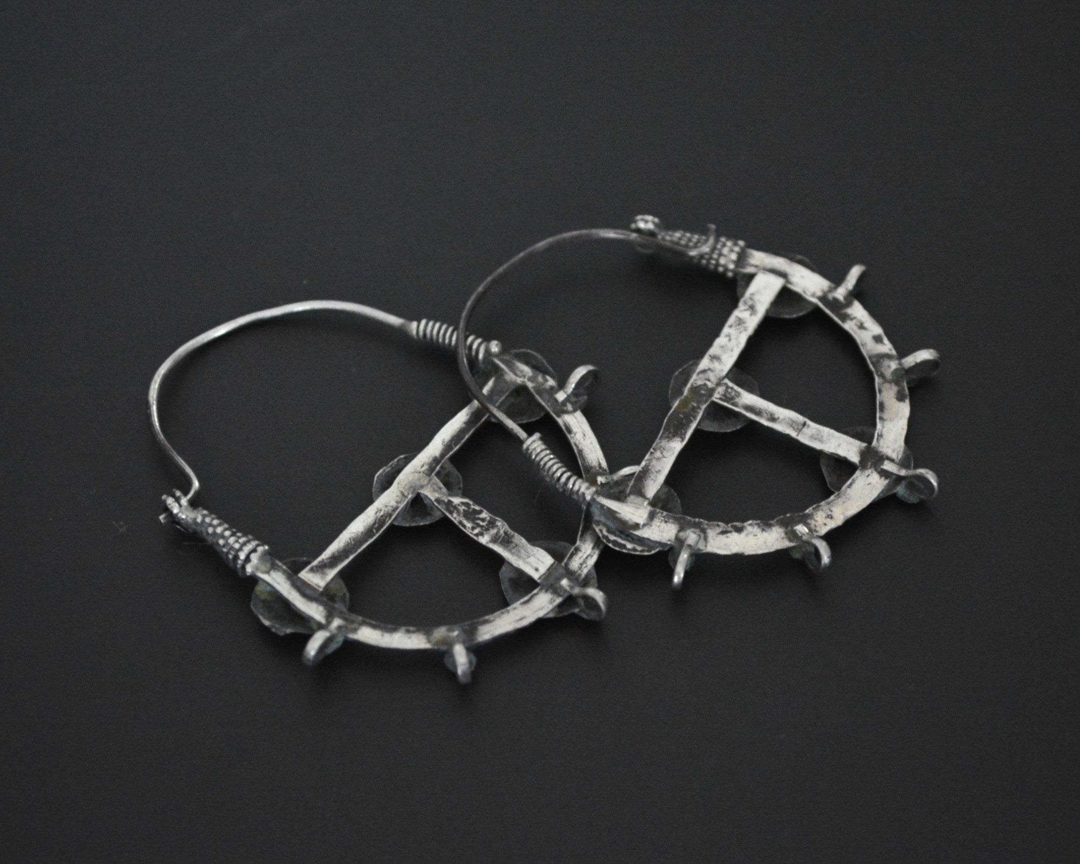 Afghani Tribal Hoop Earrings with Discs