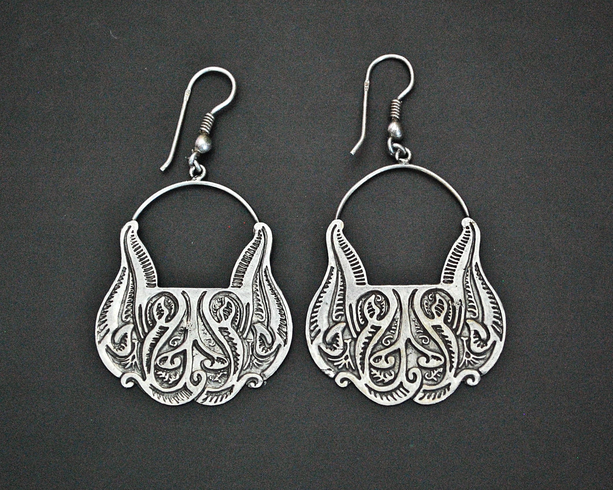 Egyptian Silver Dangle Earrings