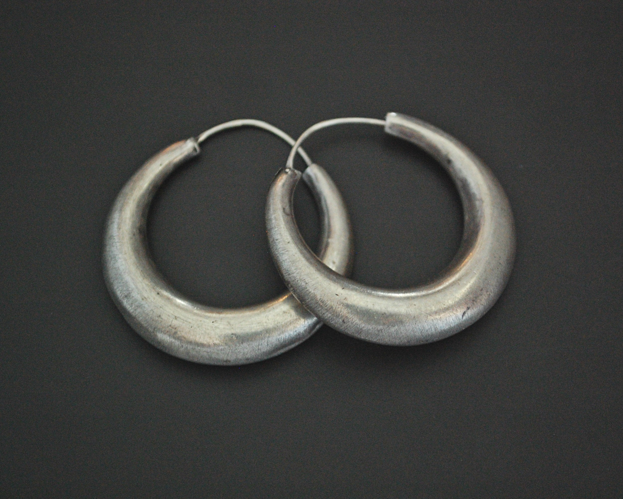 Ethnic Hoop Earrings with Patina - MEDIUM