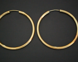 Large Gilded Hoop Earrings over Sterling Silver