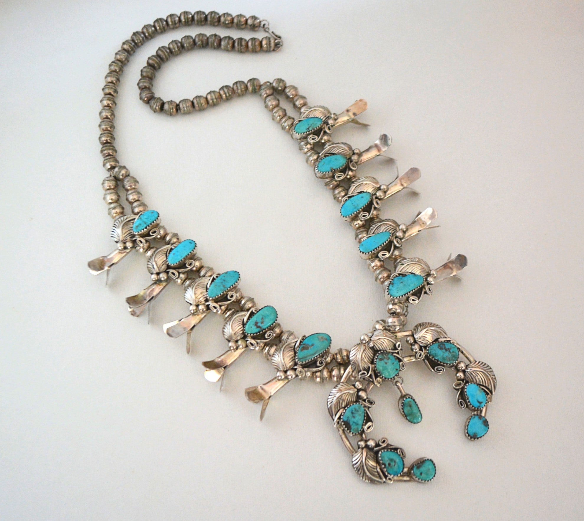 Reserved for I. - First Payment - Native American Navajo Turquoise Squash Blossom Necklace