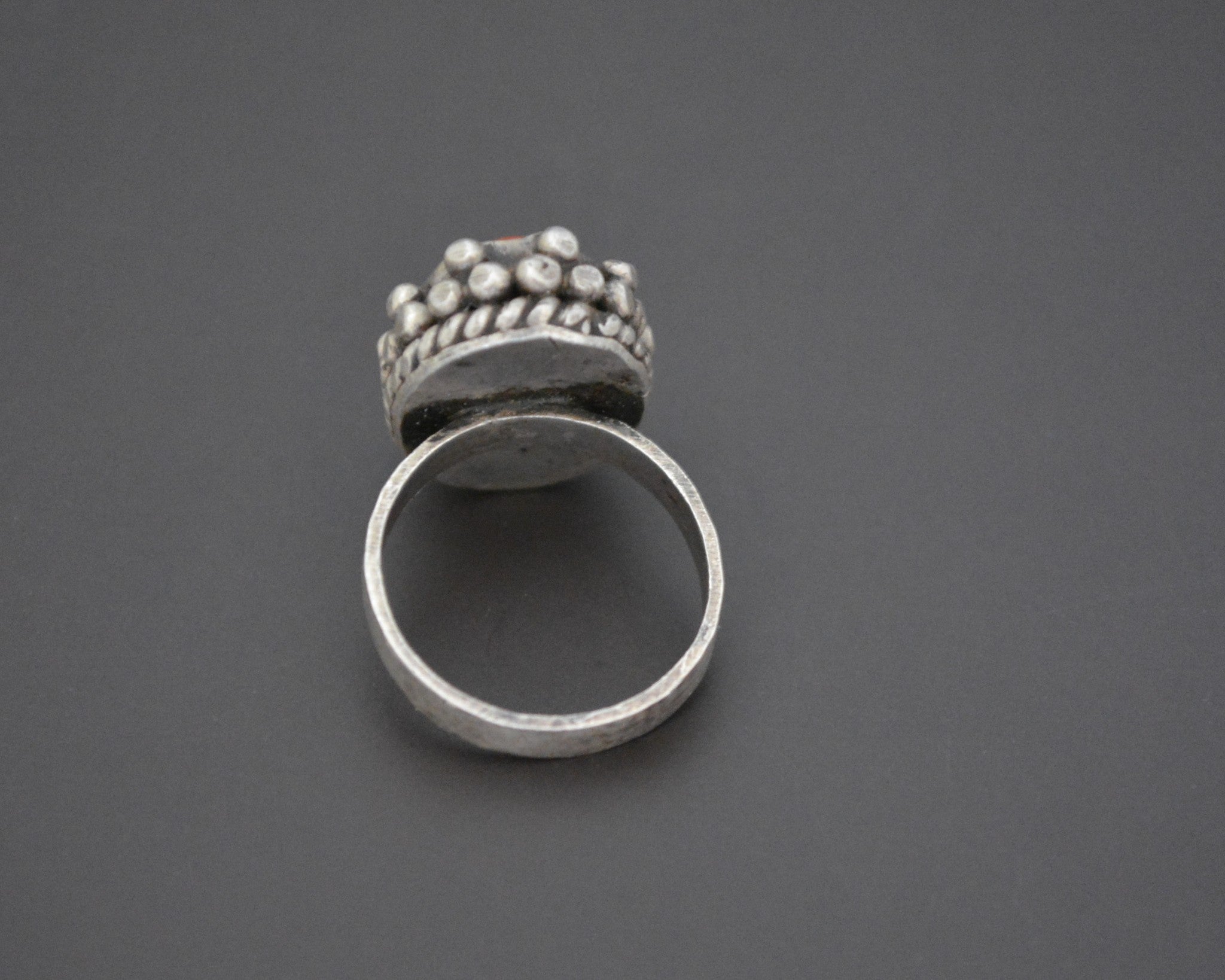 Vintage Nepali or Tibetan Coral Ring - Size 8
