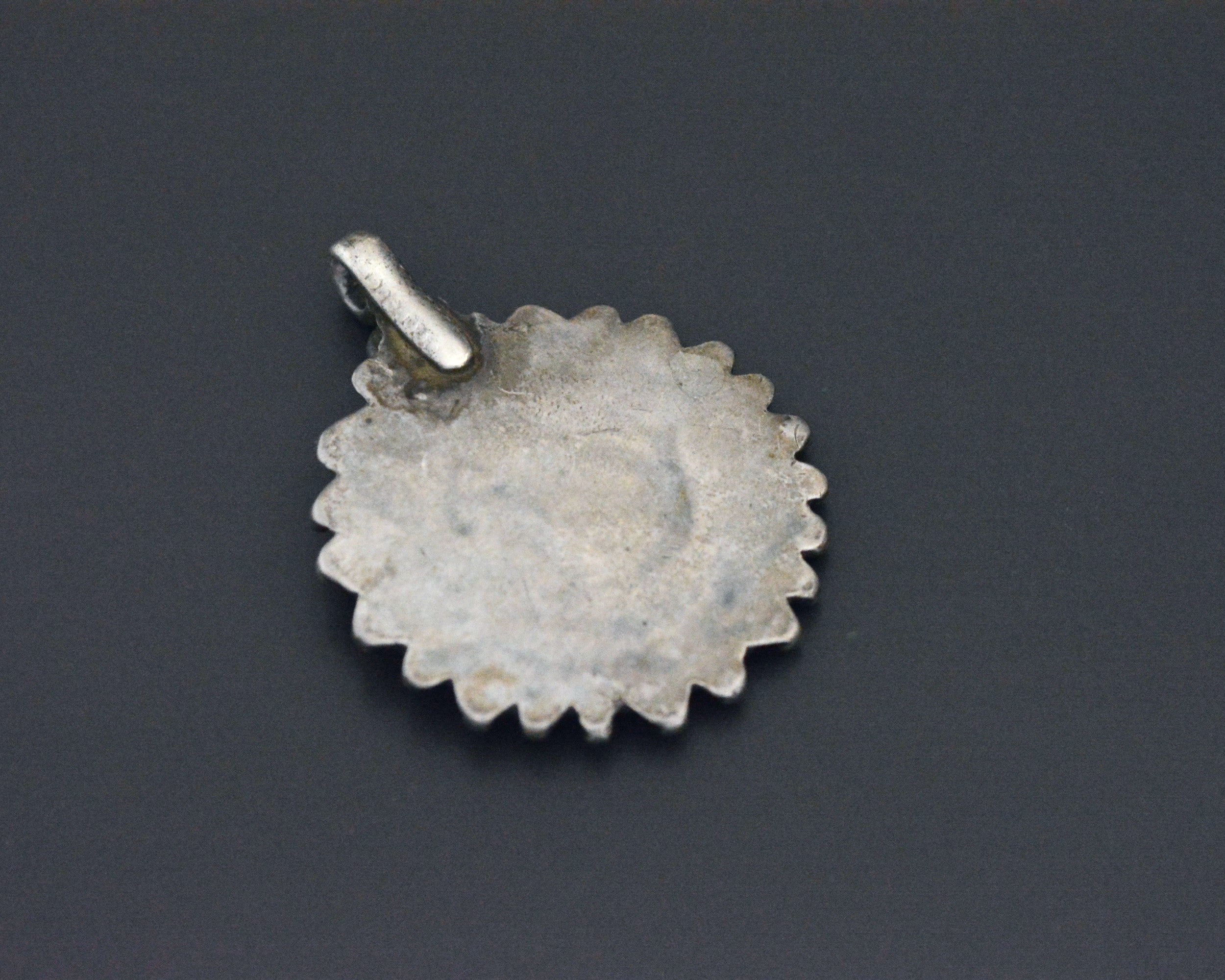 Afghani Turquoise Pendant with Flower