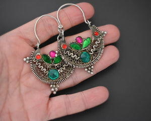 Afghani Filigree Earrings with Glass