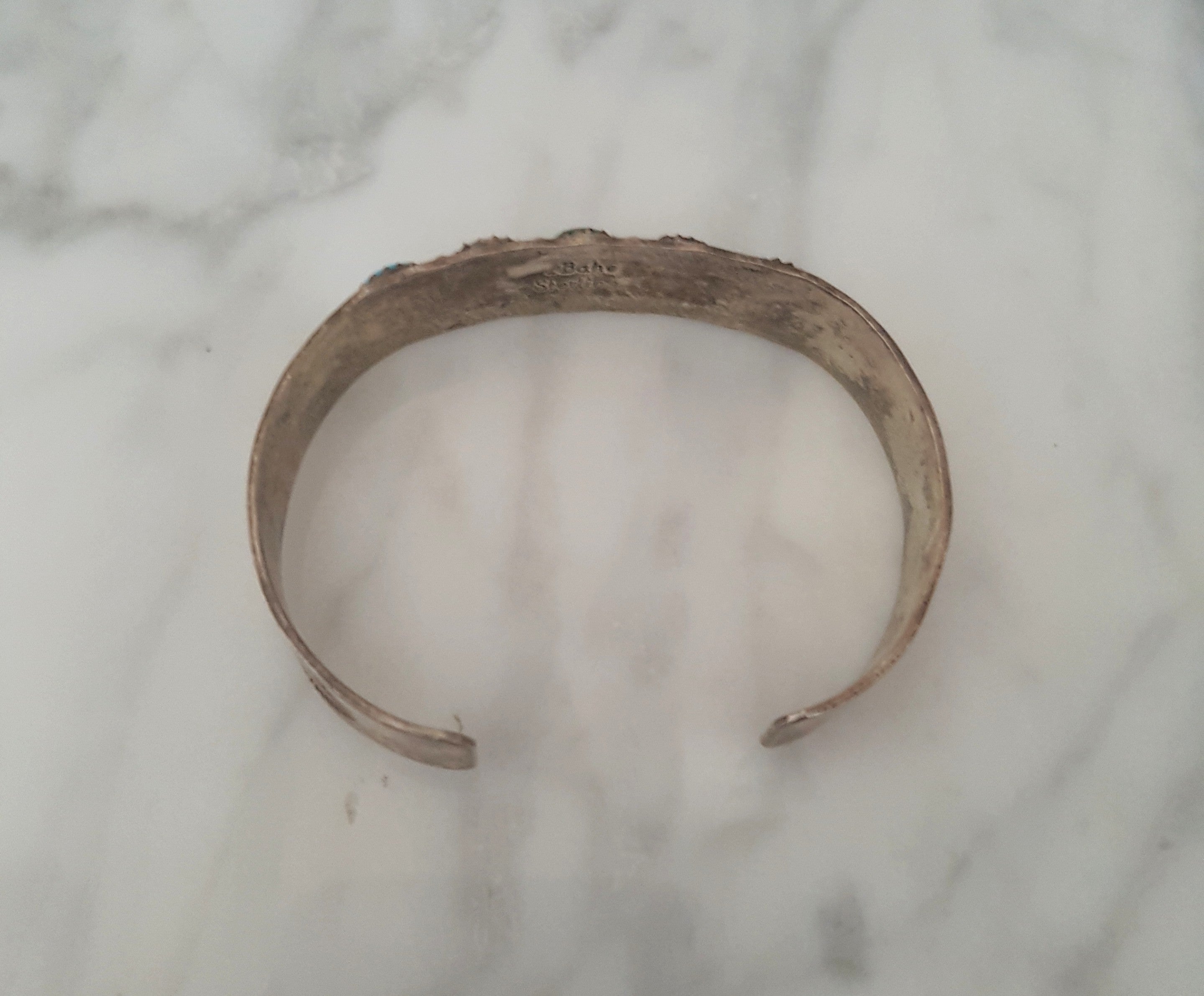Native American Multistone Cuff Bracelet - Signed - Size S