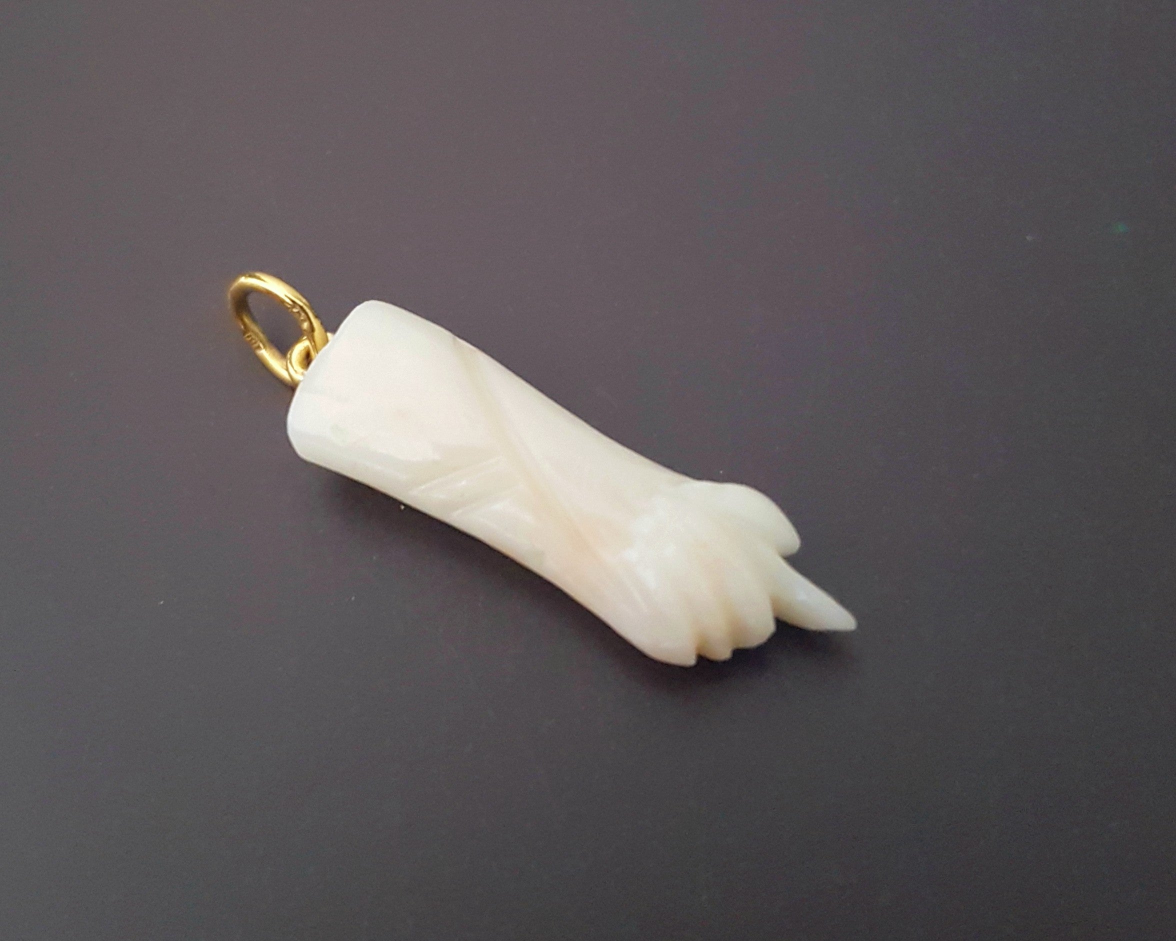 Figa Hand Lucky Charm Amulet Shell and 18K Gold