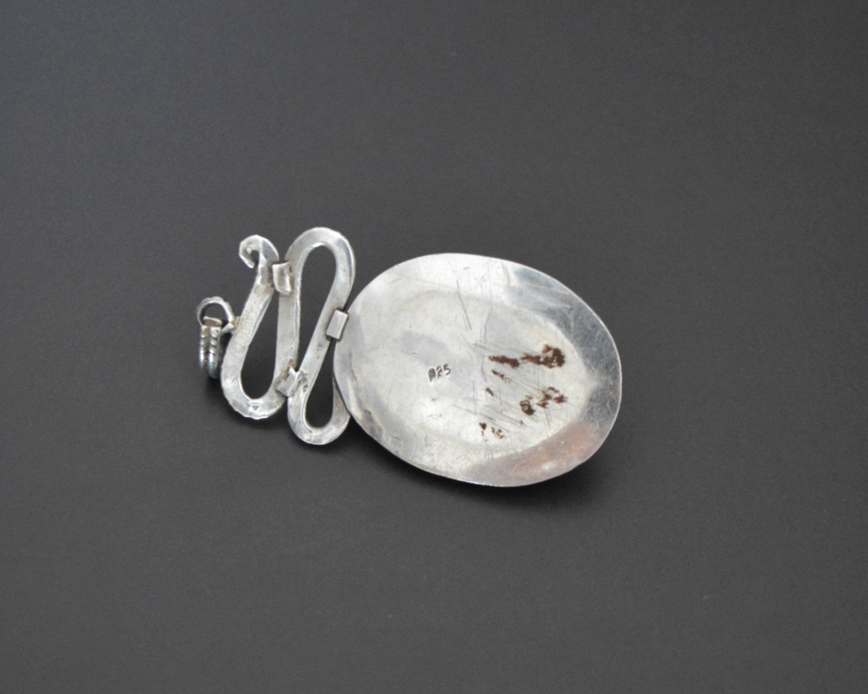 Carnelian and Sterling Silver Snake Pendant