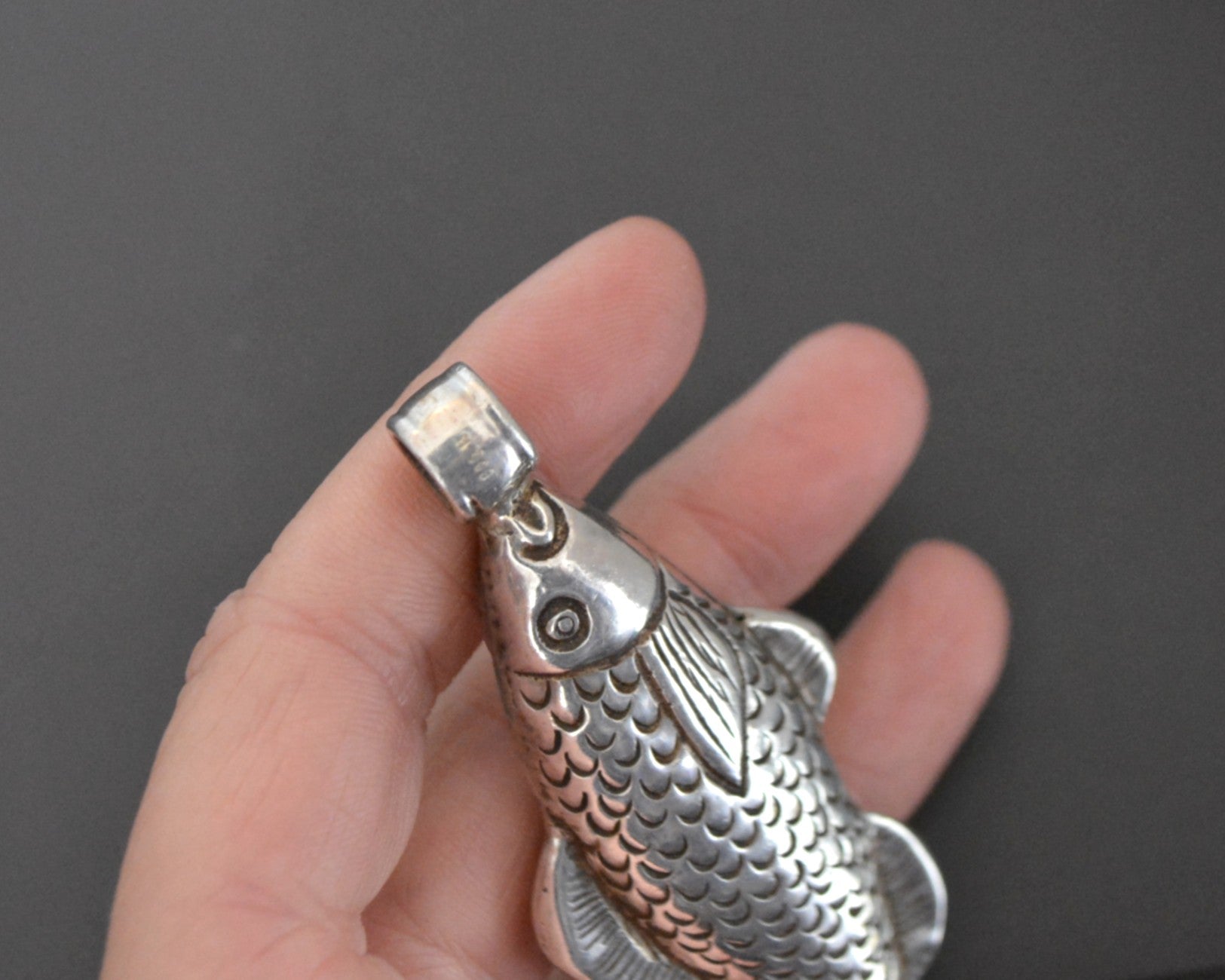 Large Nepali Silver Fish Pendant