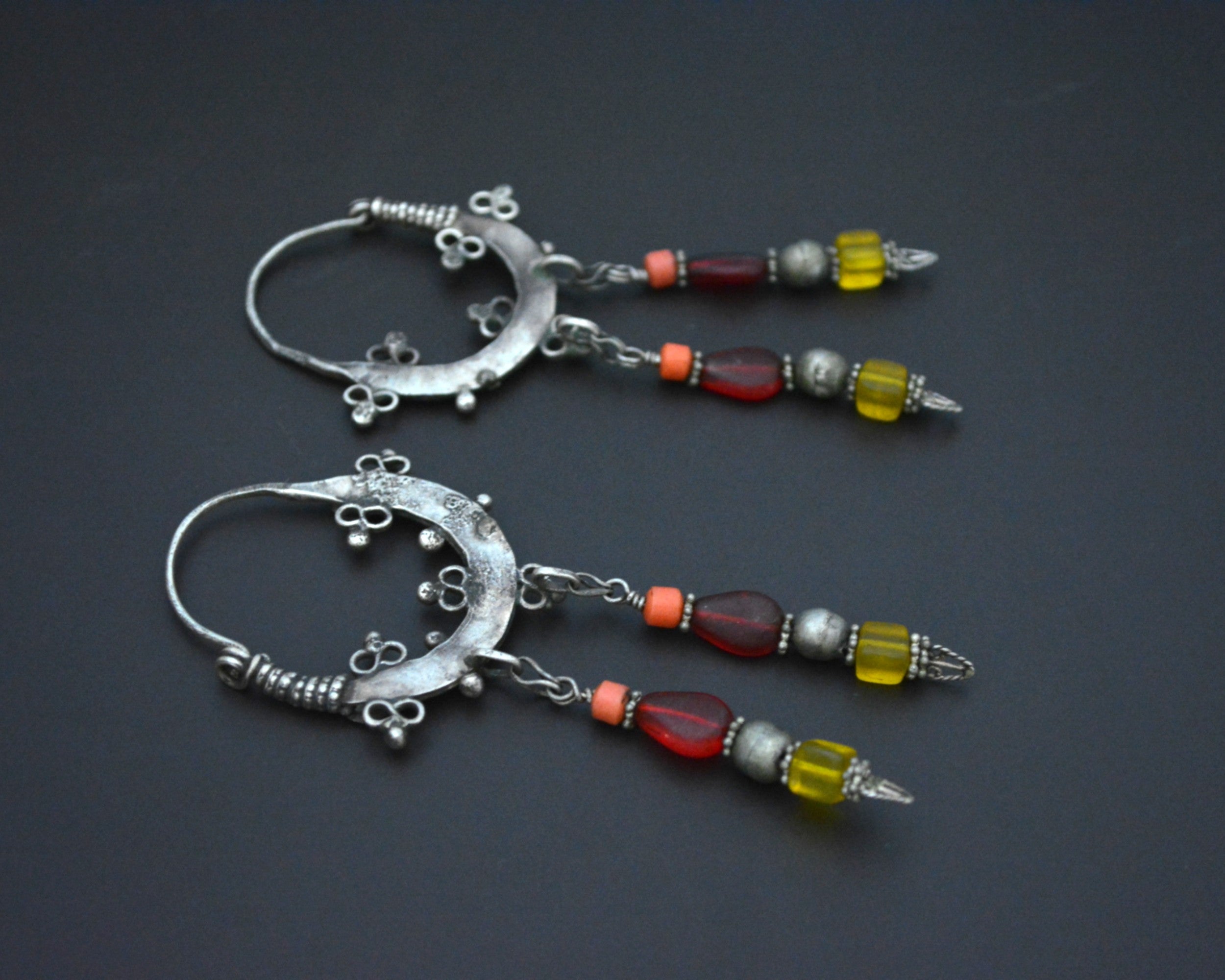Reserved E. - Afghani Hoop Earrings with Bead Dangles