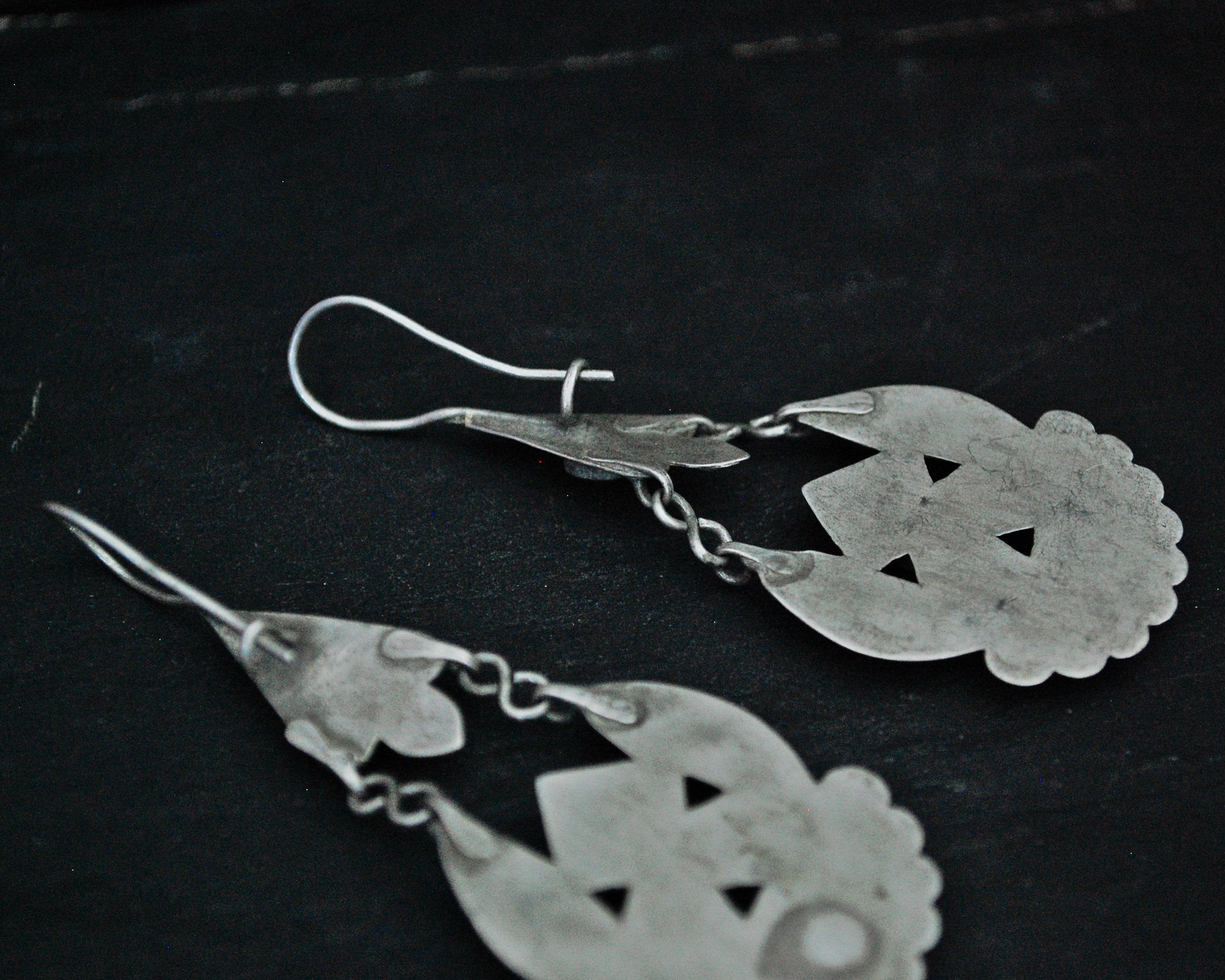 Afghani Earrings with Red Glass