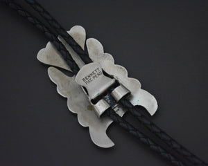 Thunderbird Turquoise Coral Inlay Bolo Tie - Signed