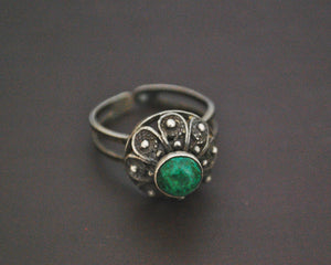Balkan Filigree Malachite Ring - Size 8+