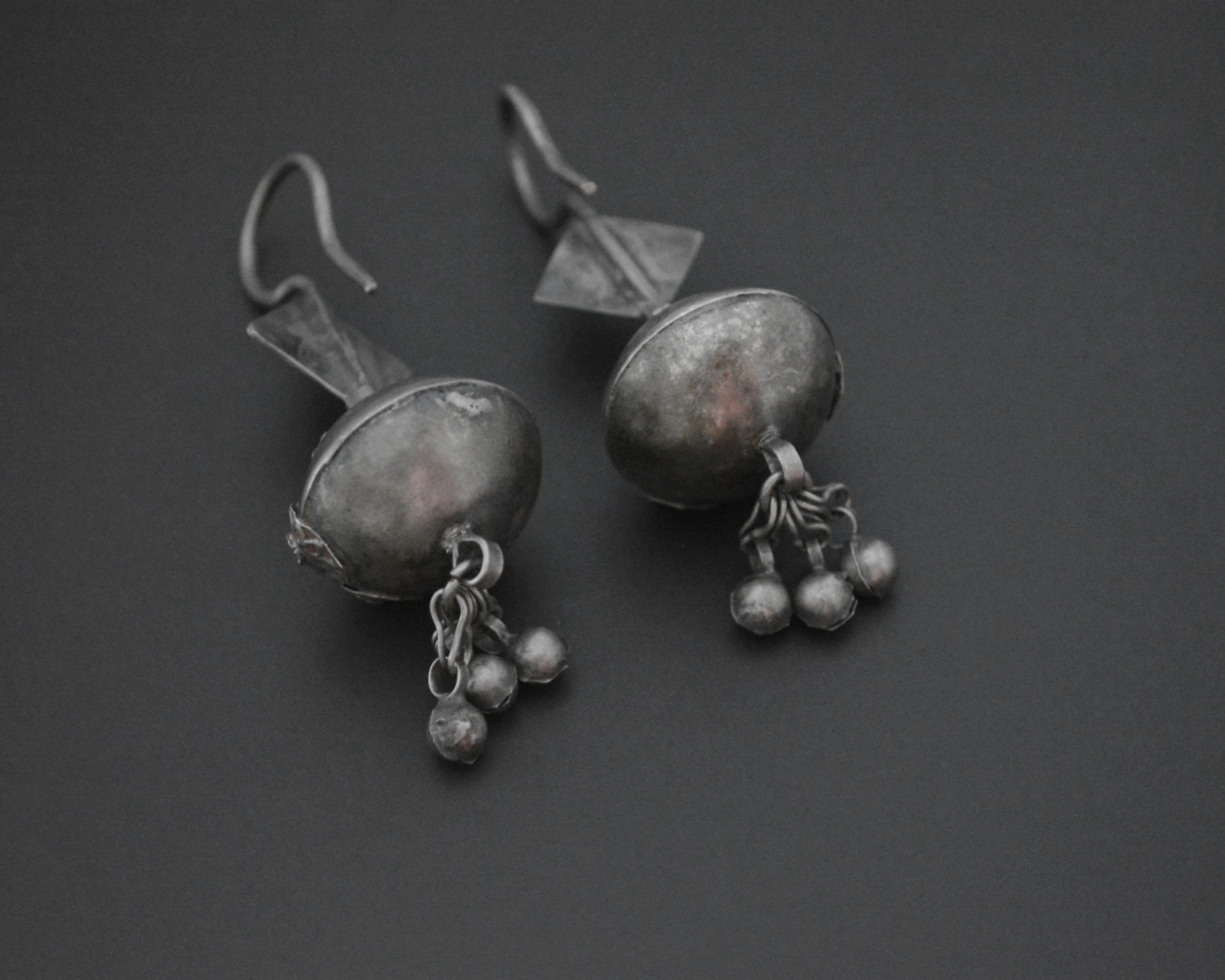Silver Pakistani Sindh Earrings with Glas