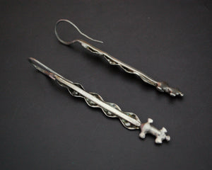 Antique Long Afghani Silver Earrings