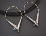 Ethnic Lapis Lazuli Hoop Earrings - LARGE