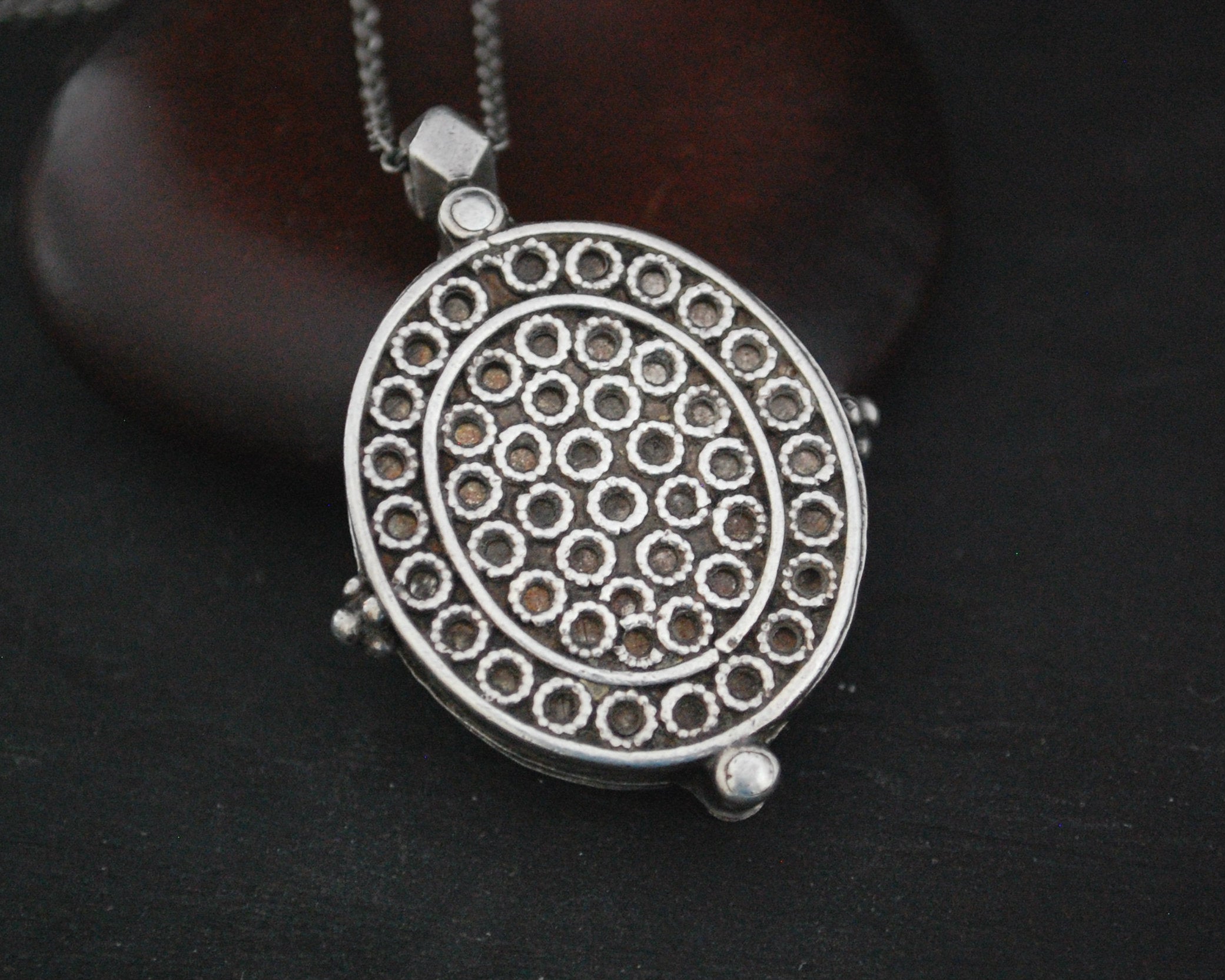 Arabic Script Locket Pendant on Silver Chain