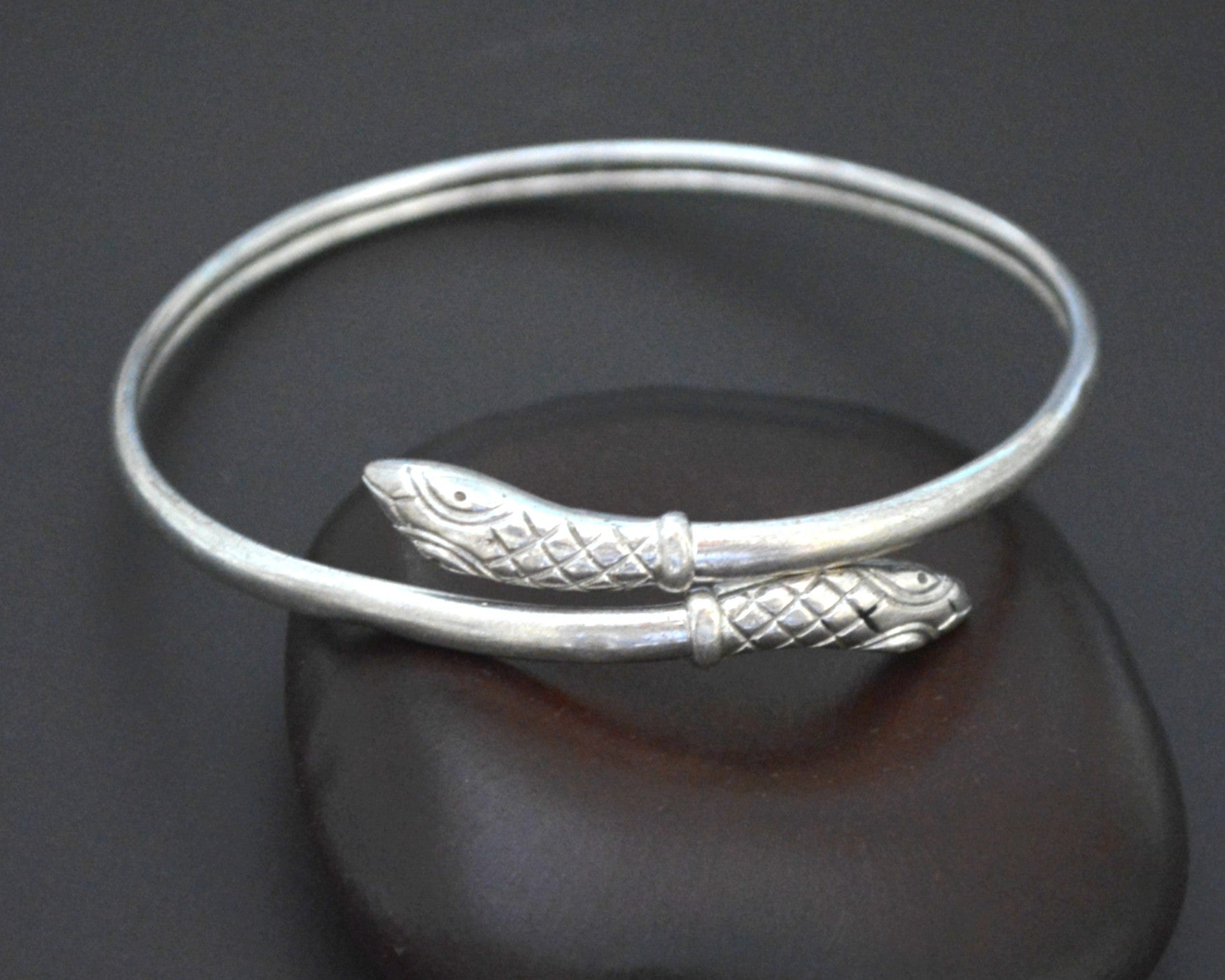 Reserved for L. - Vintage Silver Snake Bracelet - Adjustable - Snake Jewelry