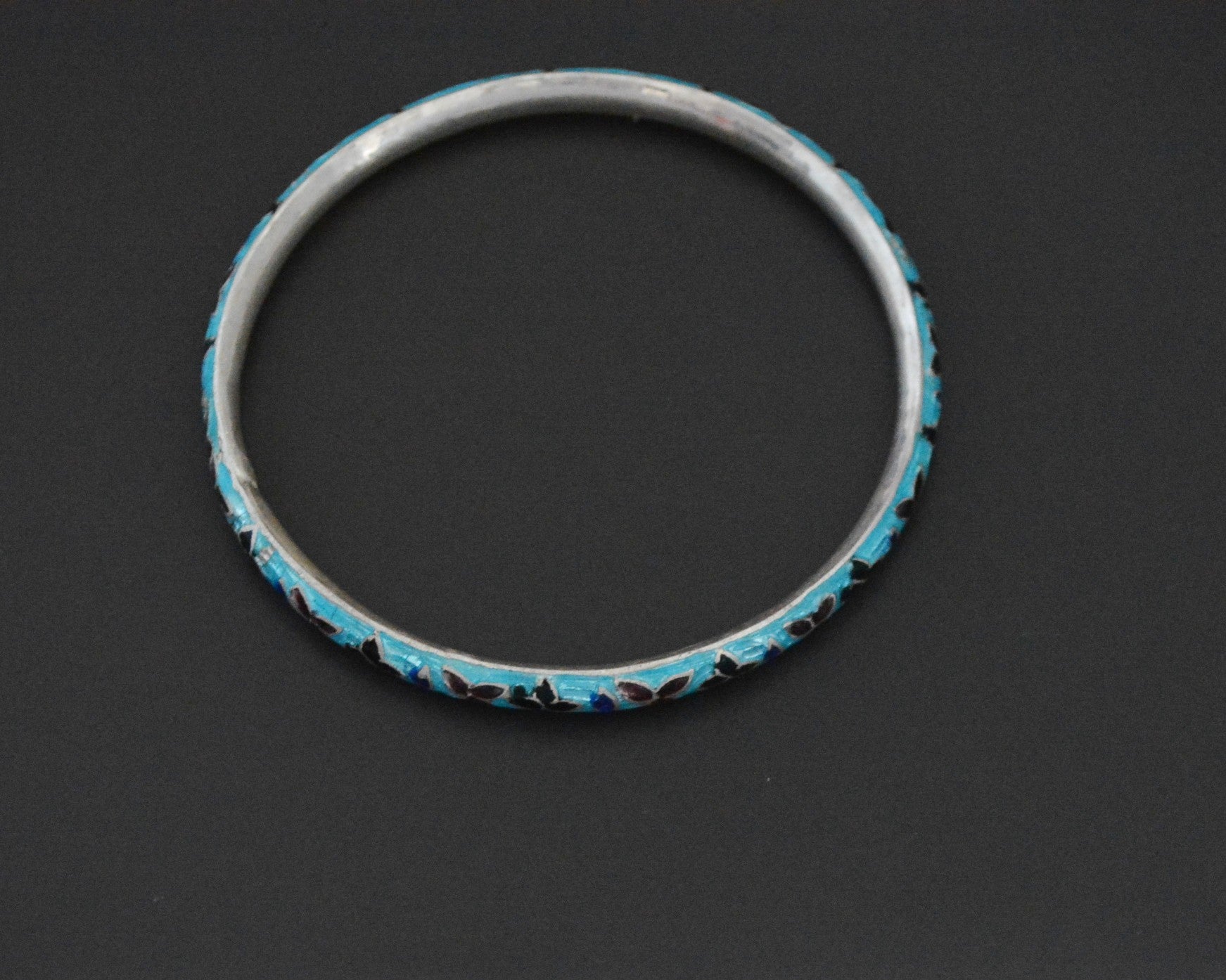 Indian Blue Enamel Bangle Bracelet - SMALL