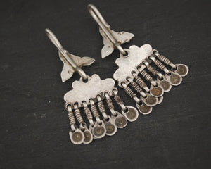 Afghani Earrings with Pink and Green Glass