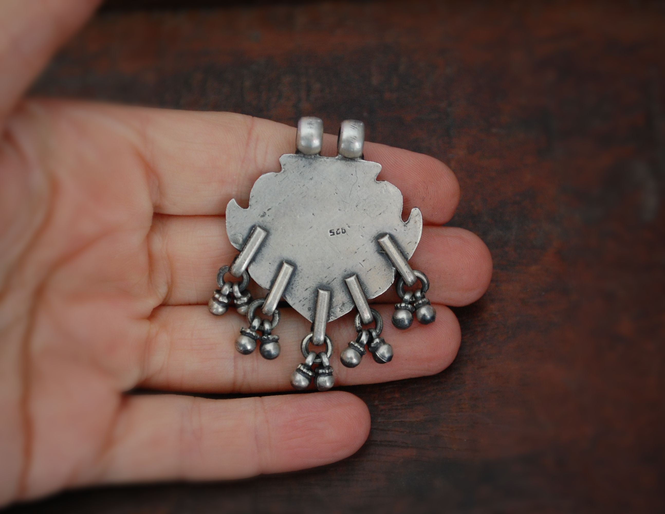Rajasthani Peacock Silver Amulet with Bells