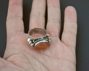 Big Sparkling Sun Star Stone Ring  - Size 8