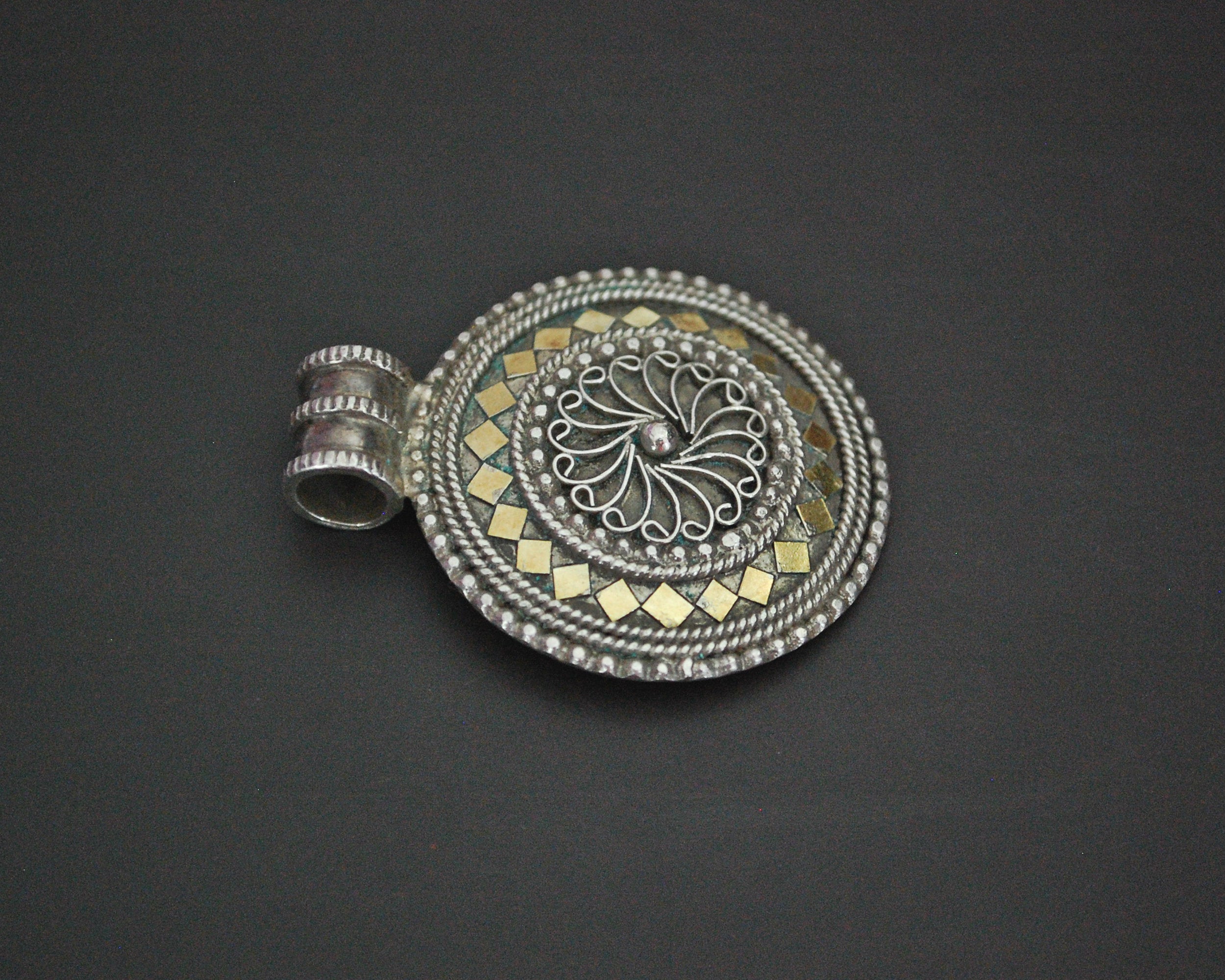 Vintage Omani Silver Gilded Pendant
