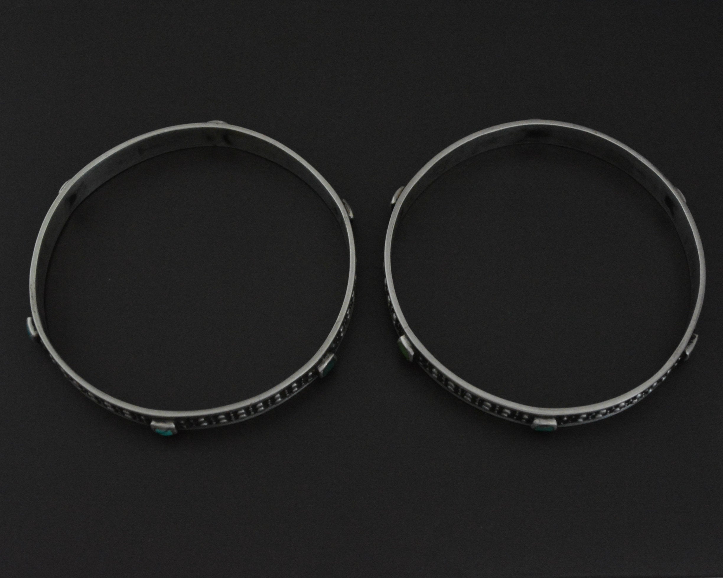 Ethnic Turquoise Bangle Bracelet - PAIR