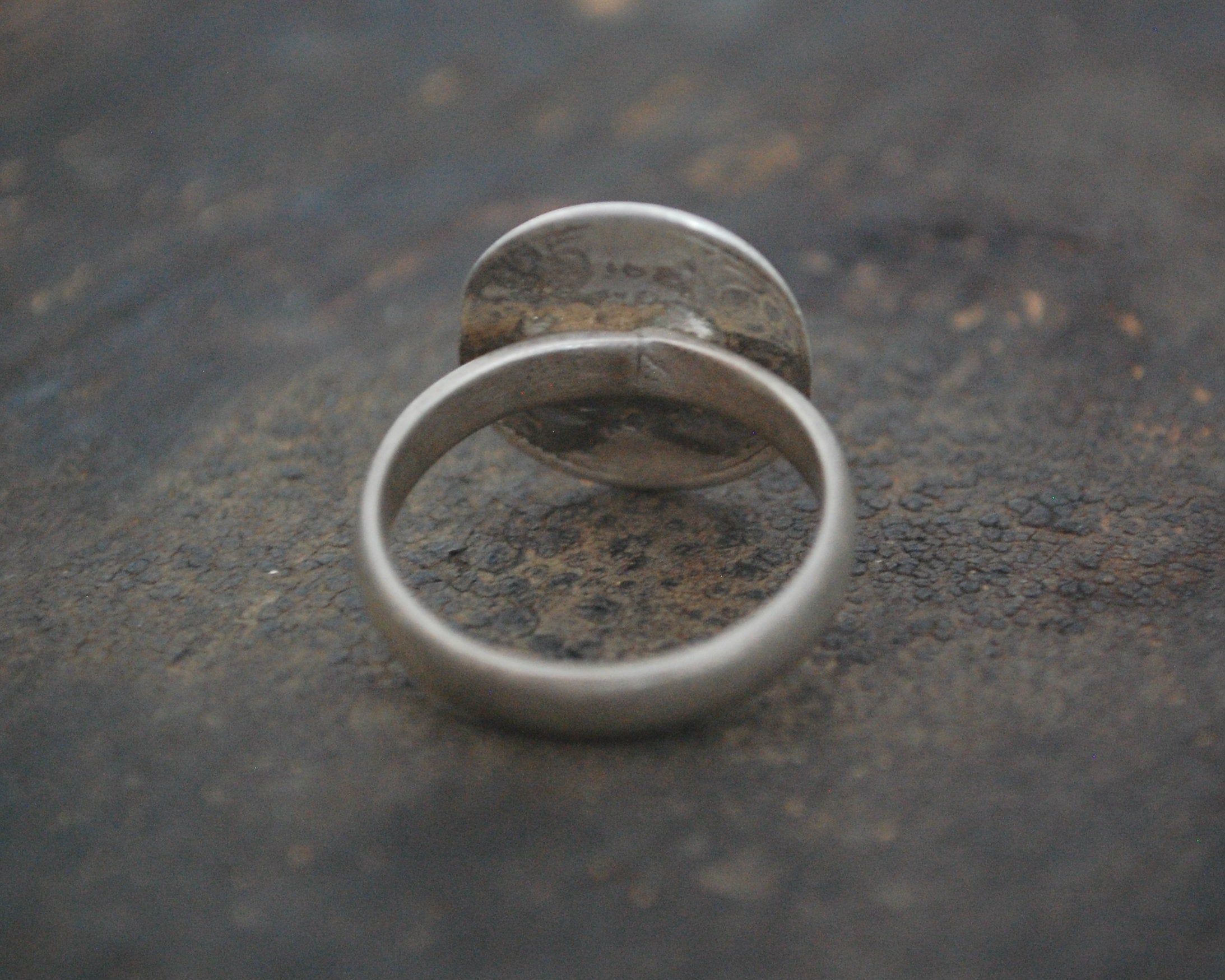 Old Tribal Indian Coin Ring - Size 10.5