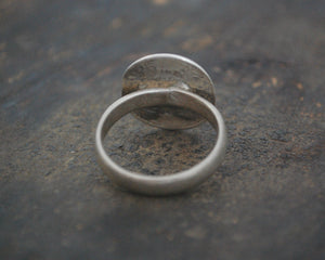 Old Tribal Indian Coin Ring - Size 10.5
