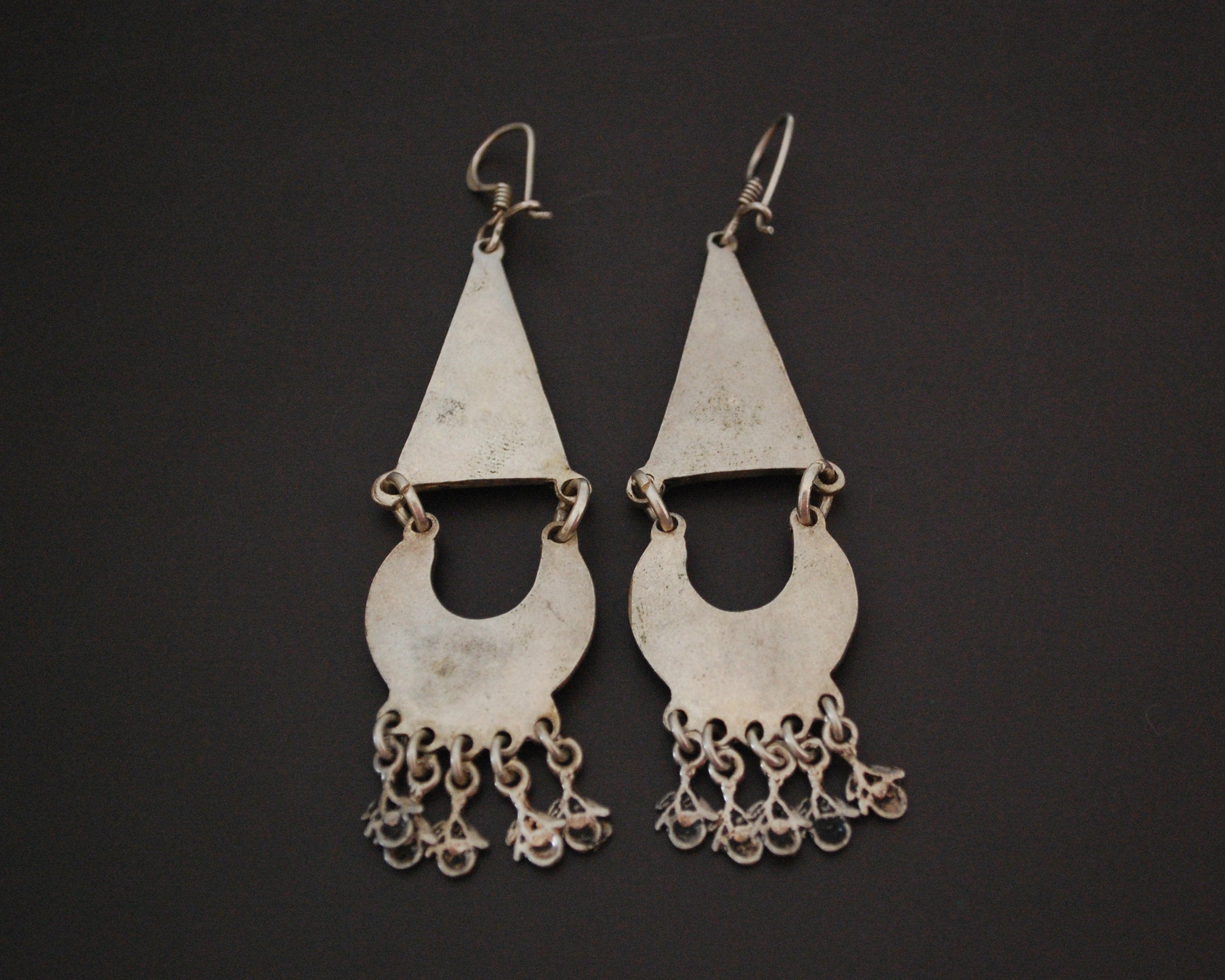 Long Vintage Indian Silver Earrings