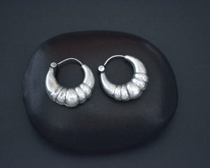 Small Ethnic Tribal Hoop Earrings - Puffy