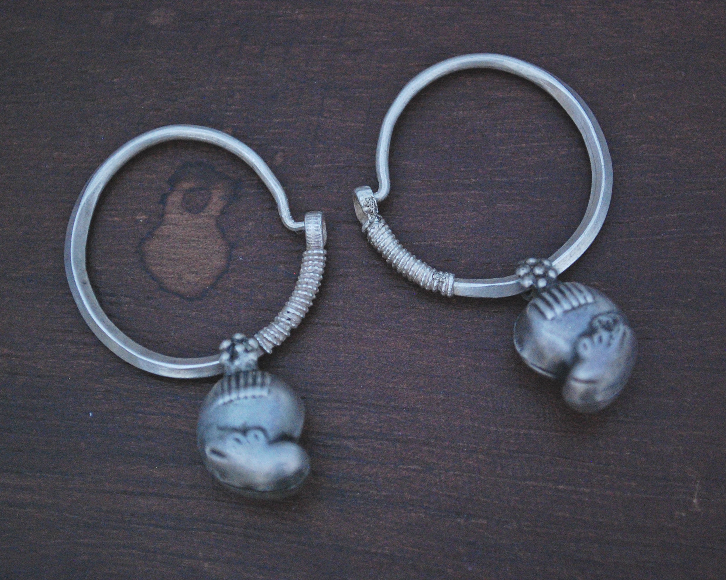 Old Rajasthani Mango Charm Hoop Earrings