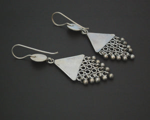 Long Rajasthani Silver Earrings with Dangles