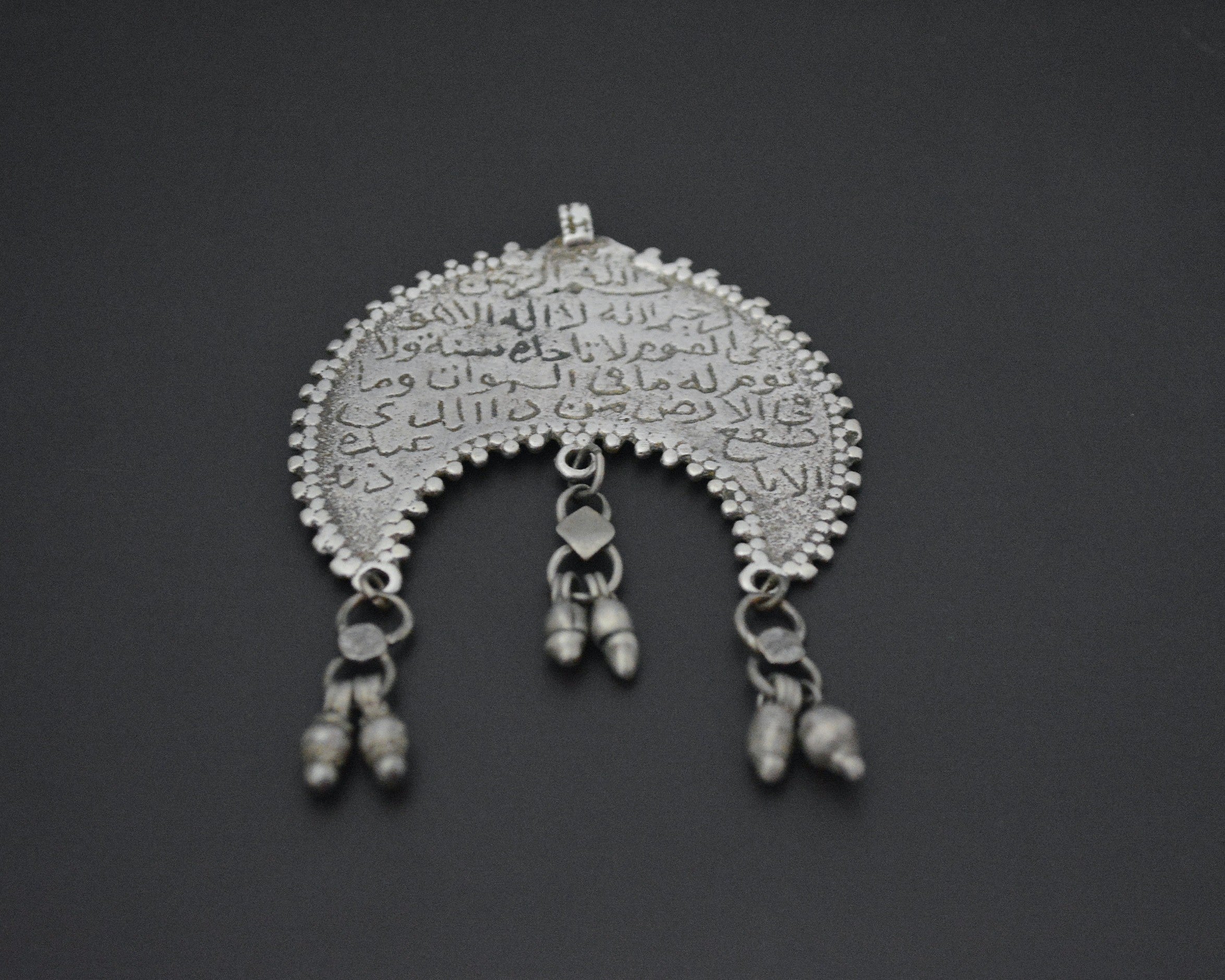 Old Crescent Talisman Pendant with Arabic Writing