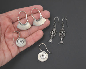 Set of Three Ethnic Silver Dangle Earrings