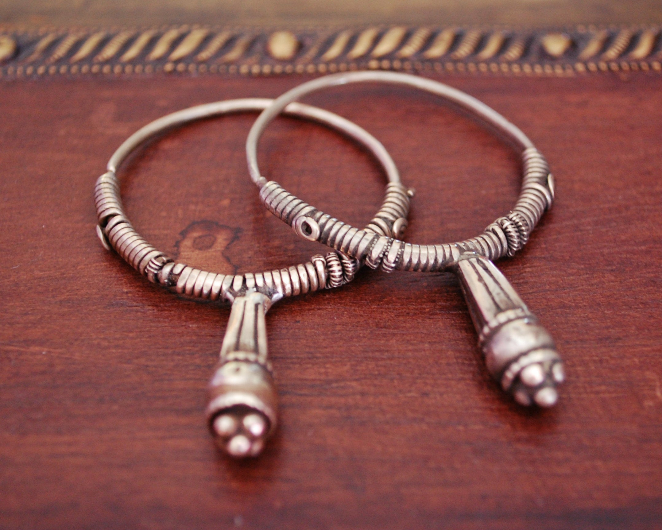 Old Rajasthani Tribal Hoop Earrings - LARGE