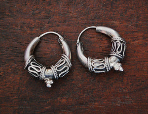 Bali Hoop Earrings with Turquoise - Small