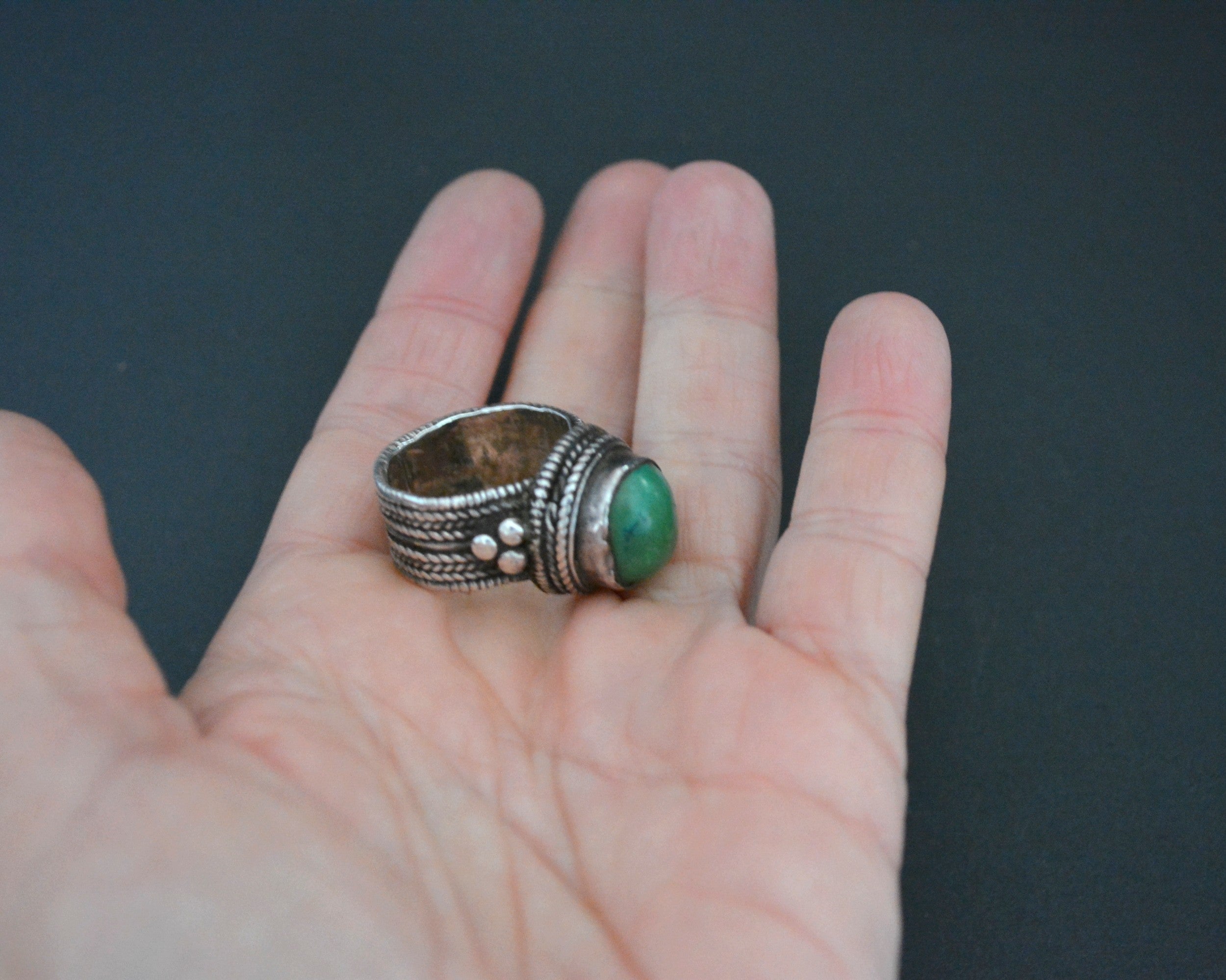 Old Tibetan Turquoise Ring - Size 8