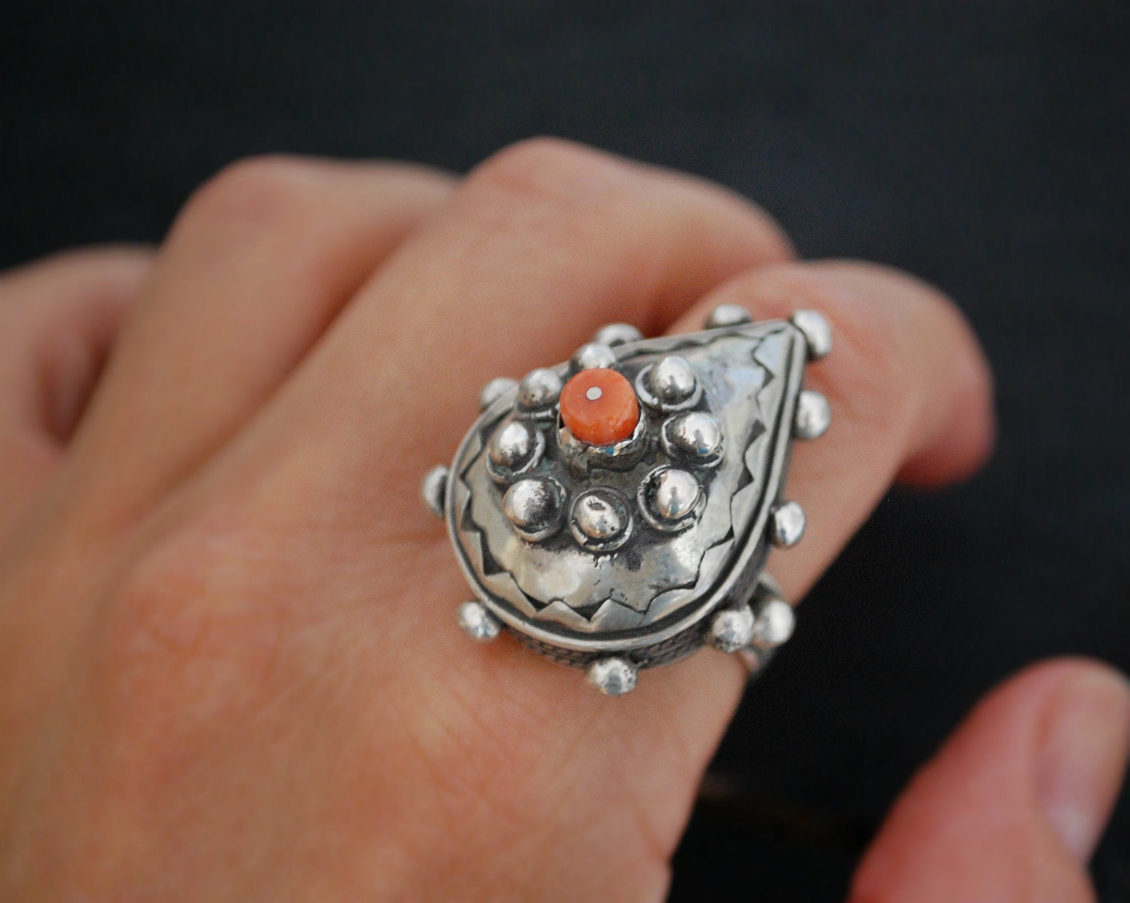 Gorgeous Berber Coral Ring - Size 8