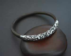 Chinese Bamboo Bracelet with Silver Repoussee Dragon