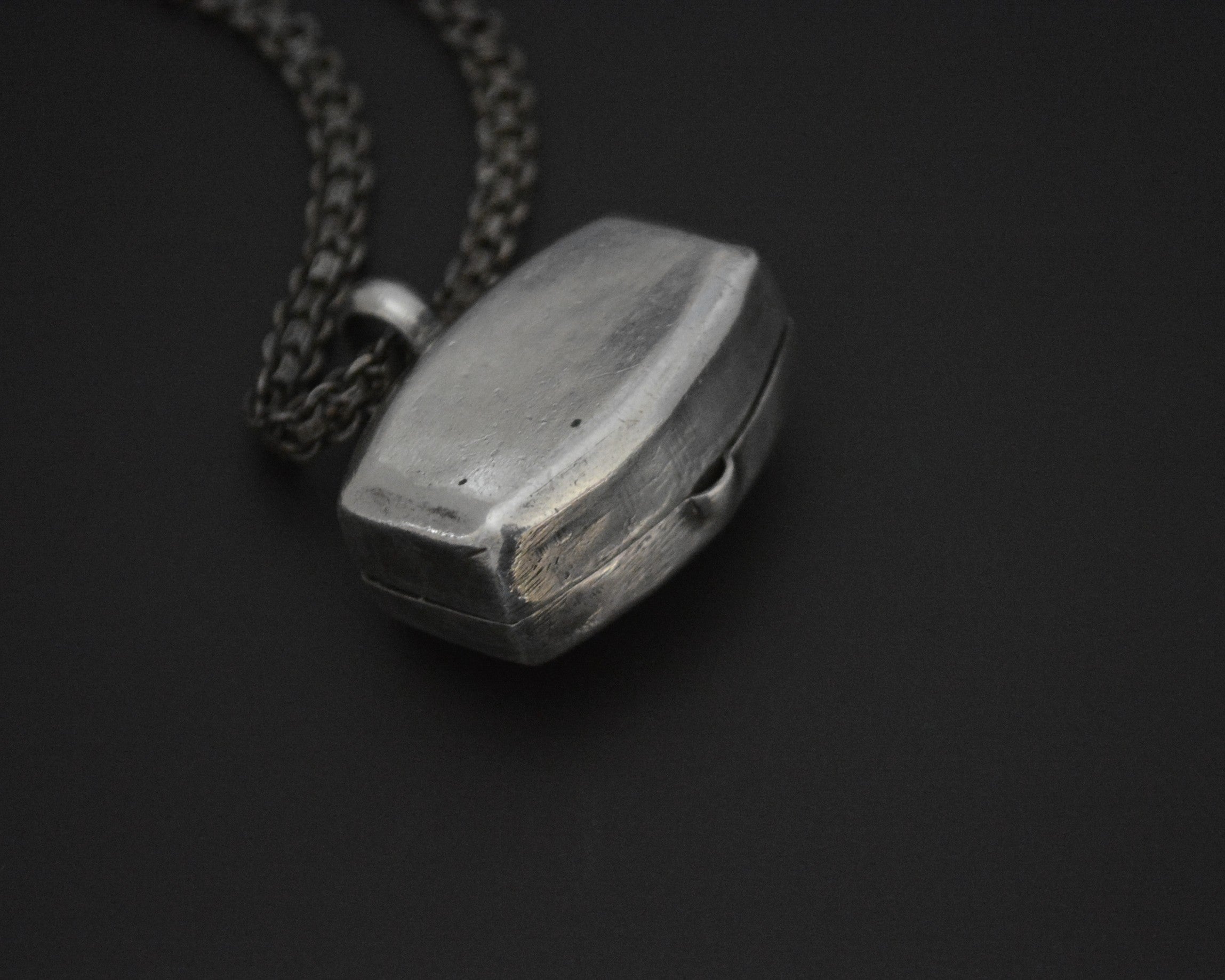 Indian Silver Box Pendant on Chain