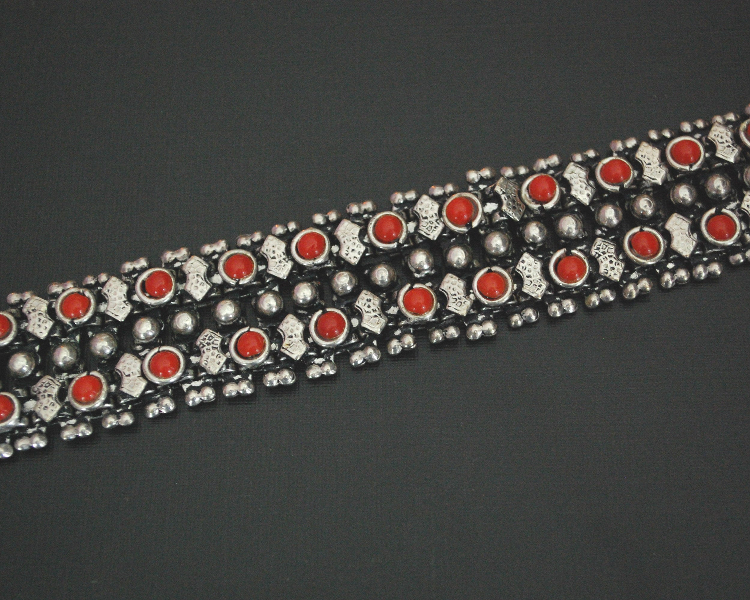 Rajasthani Silver Bracelet with Coral