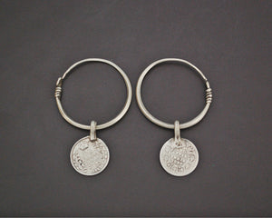 Tribal Indian Hoop Earrings with Coins - MEDIUM