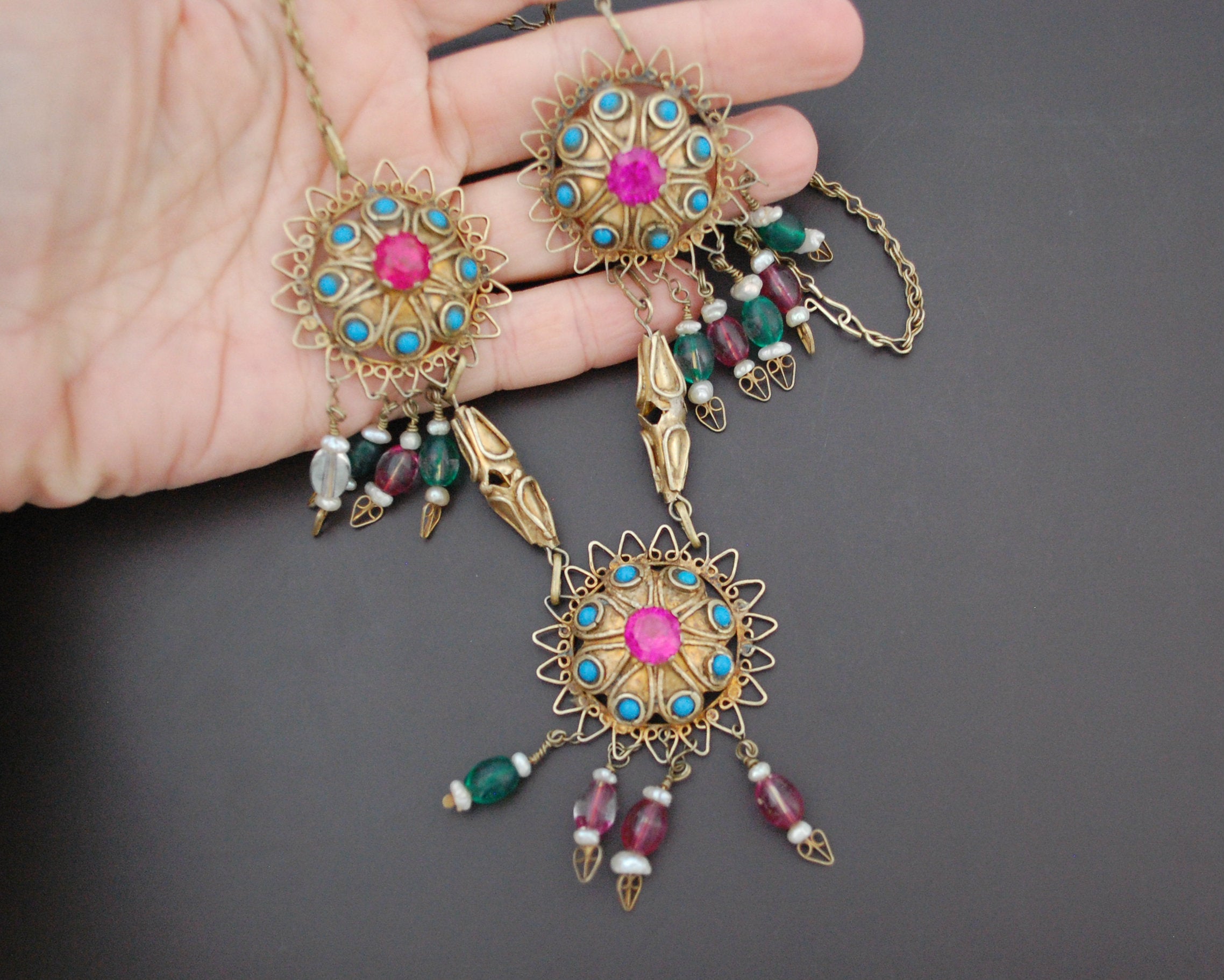 Gilded Uzbek Necklace with Stones