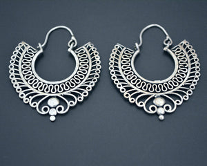 Filigree Silver Hoop Earrings