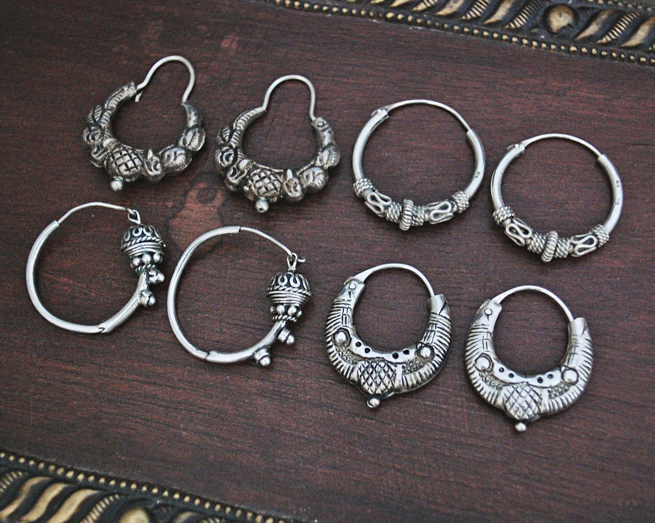 Ethnic Hoop Earrings - Small - Set of Four