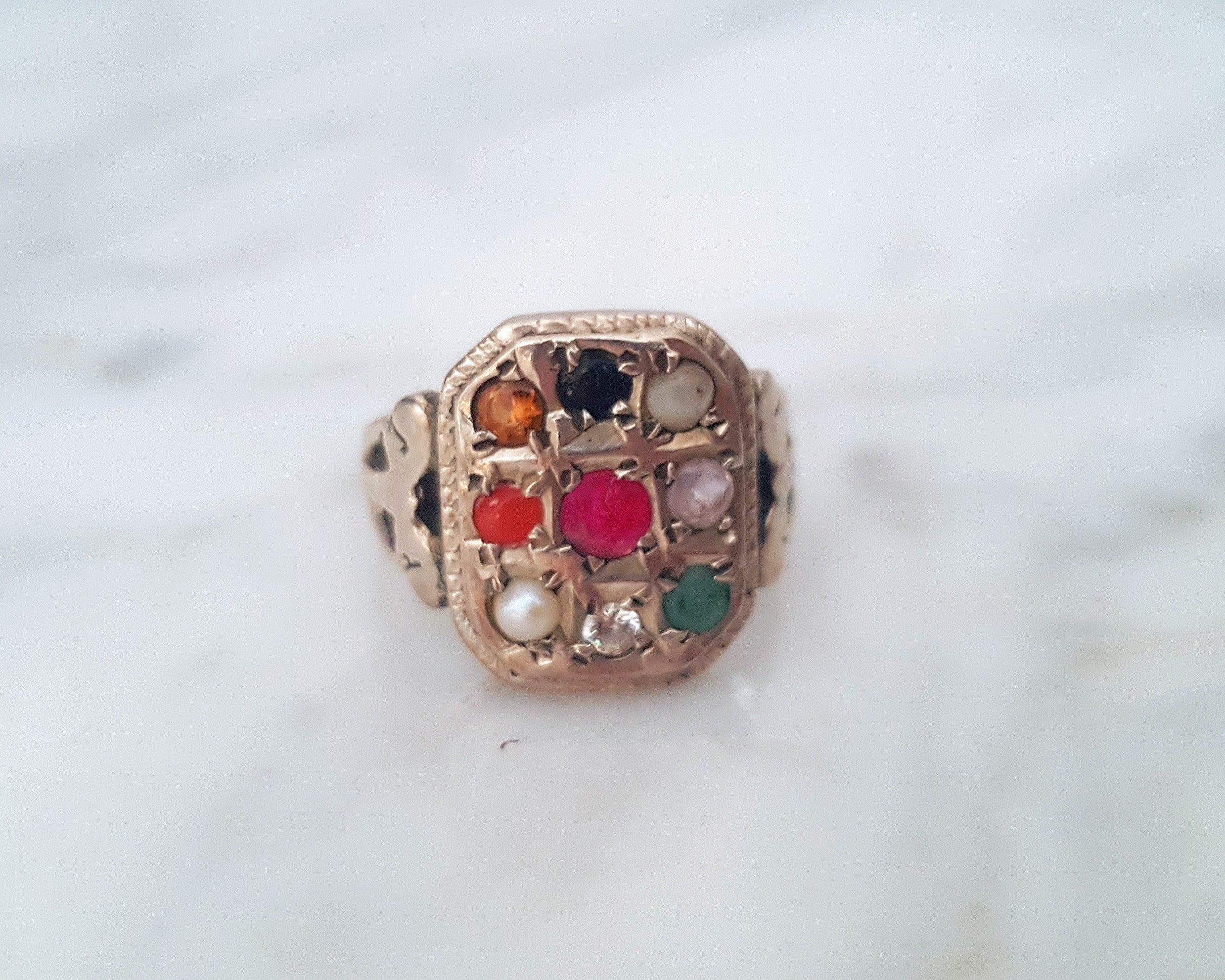 Navaratna Indian Astrology Ring - Size 9