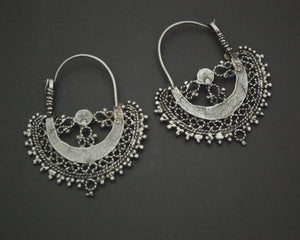 Old Afghani Coral Hoop Earrings