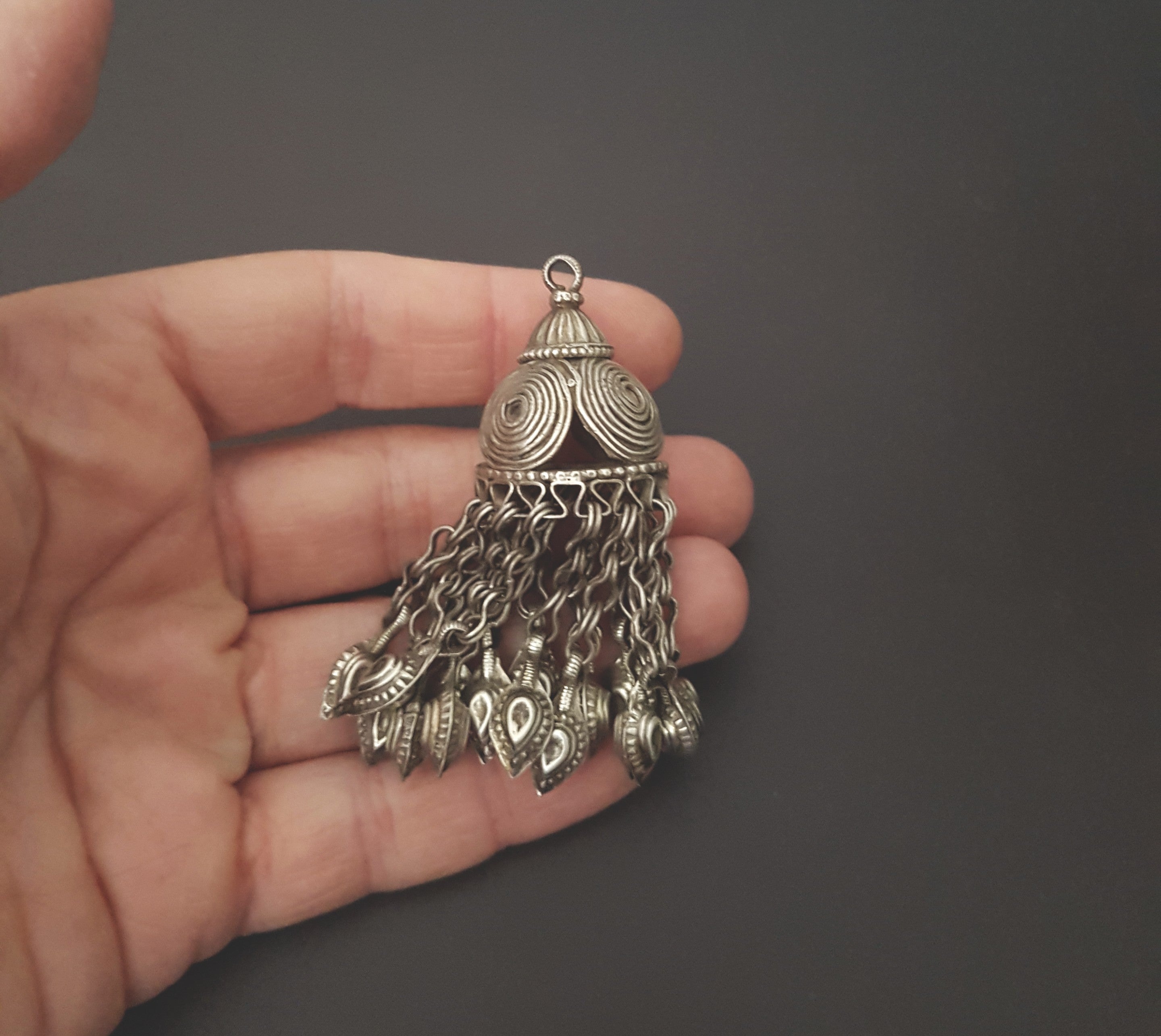 Old Uzbek Silver Tassel Pendant